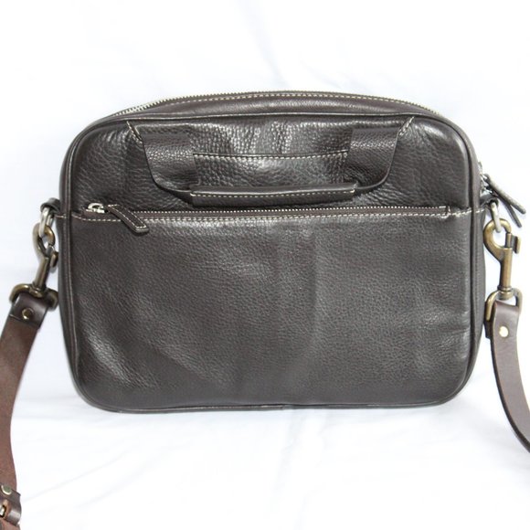 Levenger Brown Leather Multi-Use Messenger Crossbody Bag Organizer 11.5"x9" - Picture 5 of 16